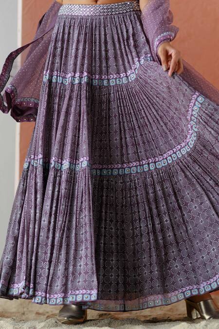 Shop Surbhi Gupta Purple Blouse Cotton Silk Lehenga Georgette Dupatta Organza Printed Set Online at Aza Fashions Shop_Surbhi Gupta_Purple Blouse Cotton Silk Lehenga Georgette Dupatta Organza Printed Set _Online_at_Aza_Fashions