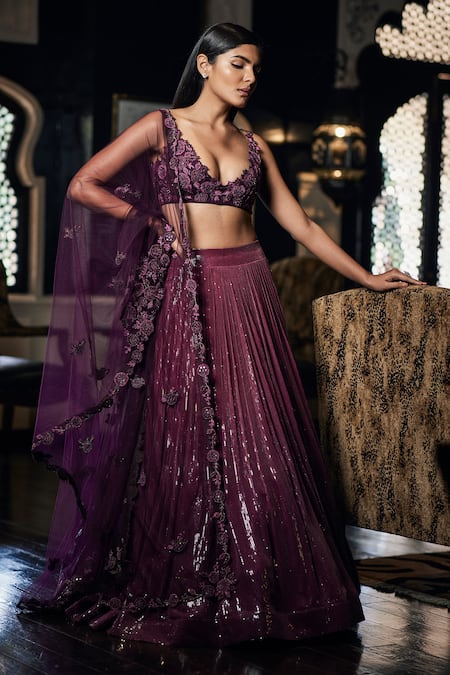 Sawan Gandhi Sequin Embellished Lehenga Set 