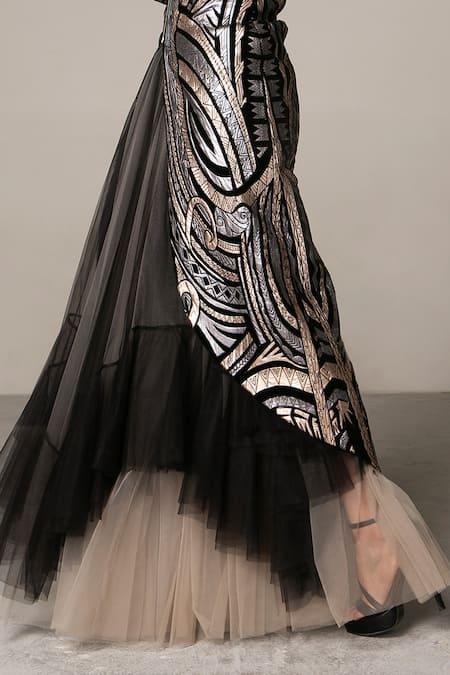 Siddartha Tytler Beige Net Tulle Skirt Online at Aza Fashions Siddartha Tytler_Beige Net Tulle Skirt _Online_at_Aza_Fashions