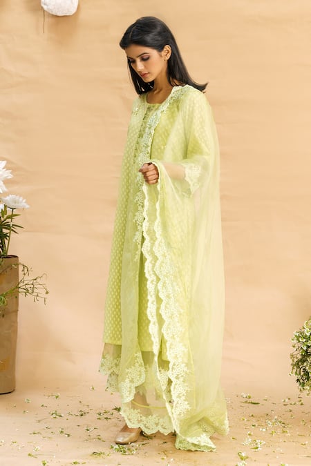 Naaz By Noor Embroidered Silk Chanderi Kurta Set 