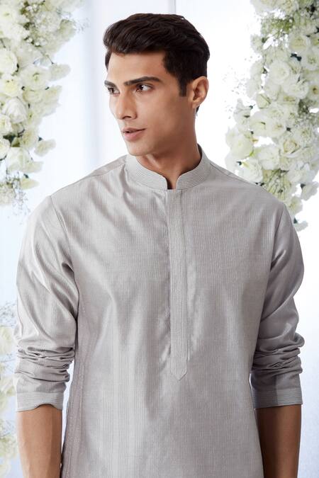 Buy Seema Gujral Grey Raw Silk Embroidered Zari Work Kurta Set Online at Aza Fashions Buy_Seema Gujral_Grey Raw Silk Embroidered Zari Work Kurta Set _Online_at_Aza_Fashions