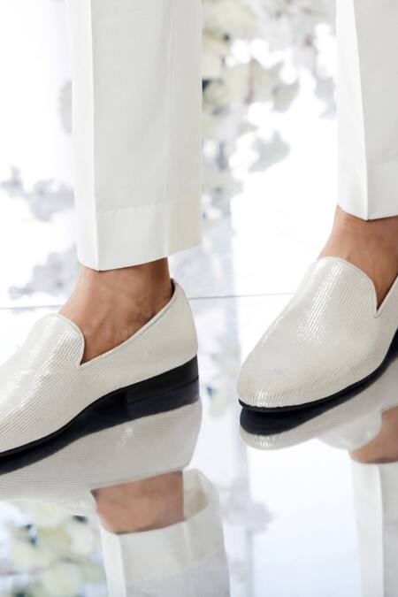 Shop_Seema Gujral_White Mirror Work Kurta Set_Online_at_Aza_Fashions