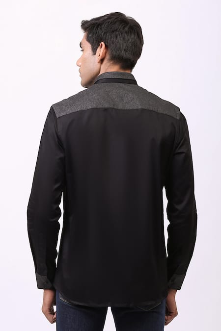 Cosa Nostraa Contrast Metallic Panelled Shirt 