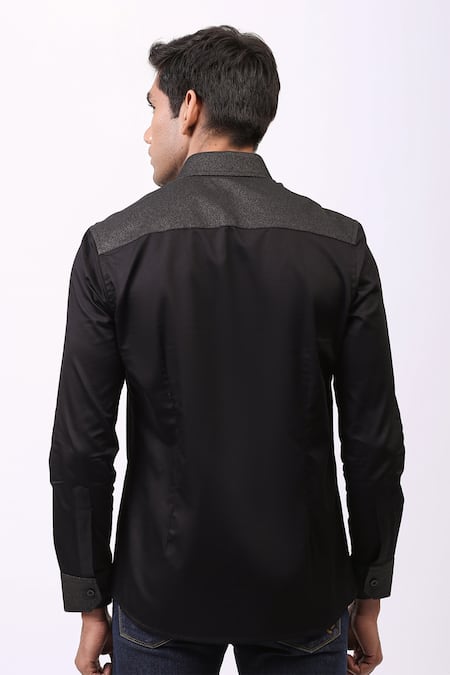 Cosa Nostraa Contrast Metallic Panelled Shirt 