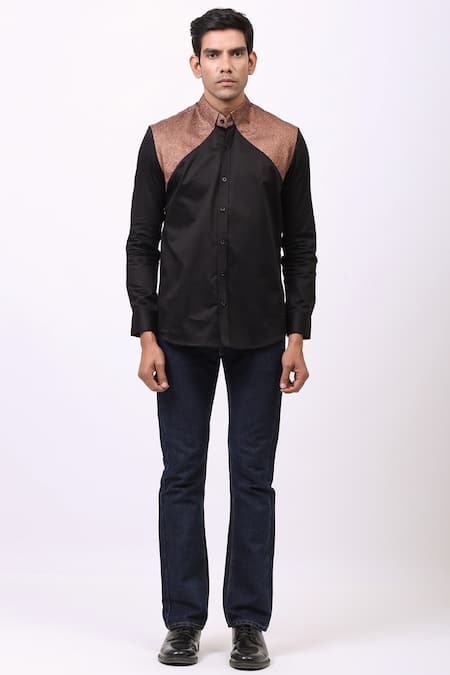 Cosa Nostraa Giza Cotton Panelled Shirt 