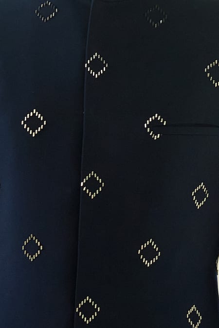 Buy_Tisa - Men_Blue Viscose Polyester Embroidered Sherwani Set_Online_at_Aza_Fashions