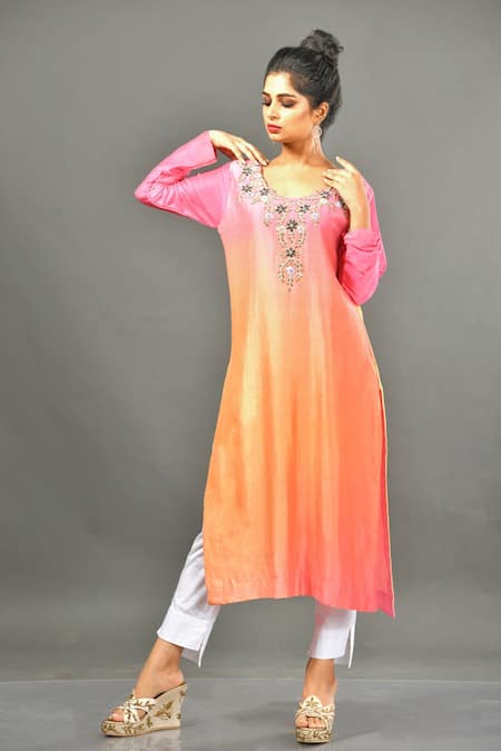 Kasturi Tikmani Pure Chanderi Silk Kurta 