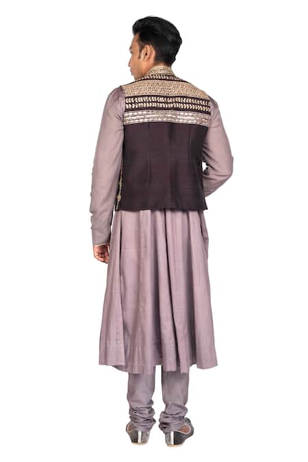 Debarun Embroidered Bundi & Flared Kurta Set 