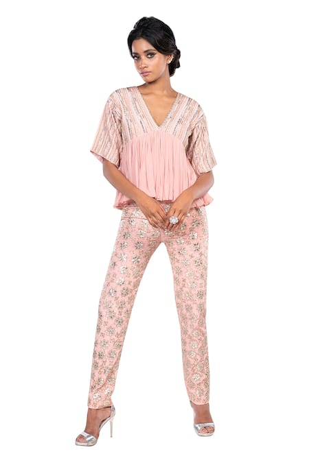 Debarun Crepe Top & Pant Set 