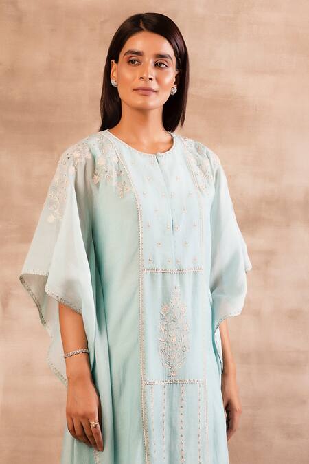 Sana Barreja Blue Chanderi Silk Round Kaftan Kurta Set Online at Aza Fashions Sana Barreja_Blue Chanderi Silk Round Kaftan Kurta Set _Online_at_Aza_Fashions