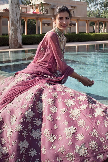 Shop Sahil Kochhar Purple Silk Organza Sweetheart Neck Shahzia Bridal Lehenga Set at Aza Fashions Shop_Sahil Kochhar_Purple Silk Organza Sweetheart Neck Shahzia Bridal Lehenga Set _at_Aza_Fashions