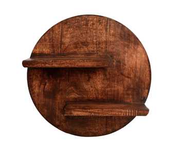 Green Girgit_Brown Wooden Round Wall Shelf_Online_at_Aza_Fashions