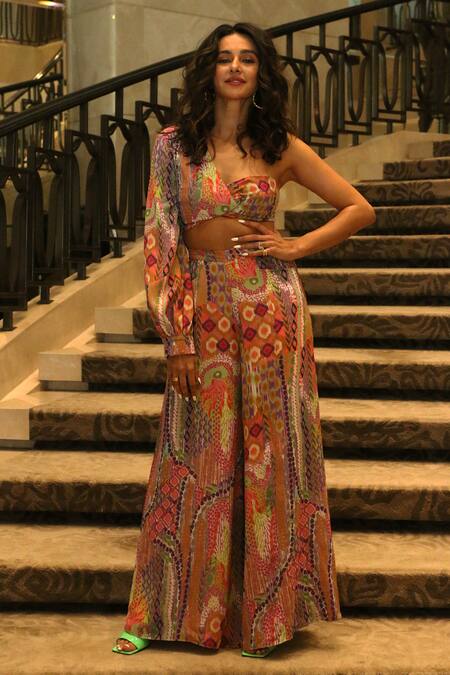 Buy_PS Pret By Payal Singhal_Multi Color Crepe Printed African Asymmetric Palazzo Set _Online_at_Aza_Fashions