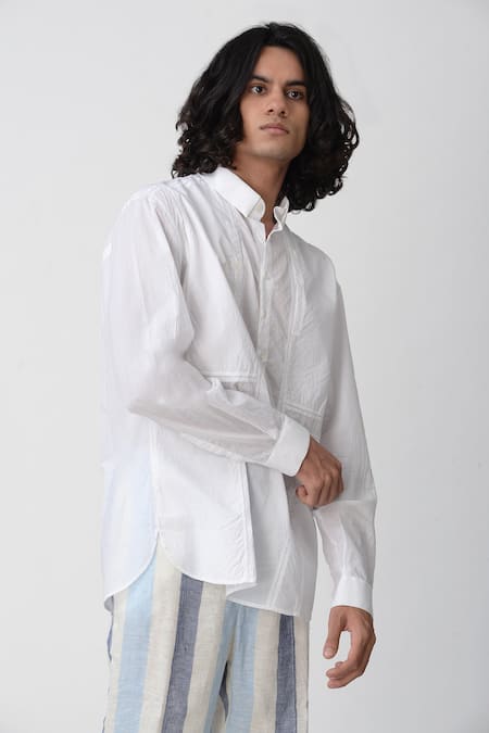 Rajesh Pratap Singh_White Cotton Printed Shirt _Online_at_Aza_Fashions