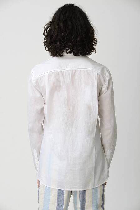 Shop_Rajesh Pratap Singh_White Cotton Printed Shirt _at_Aza_Fashions