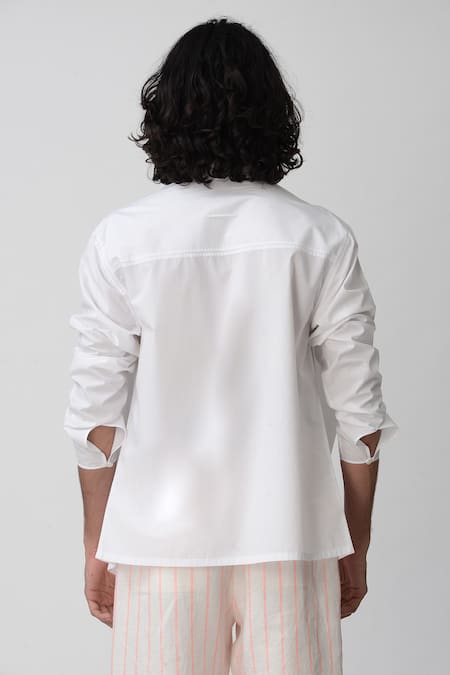 Shop_Rajesh Pratap Singh_White Cotton Shirt _at_Aza_Fashions