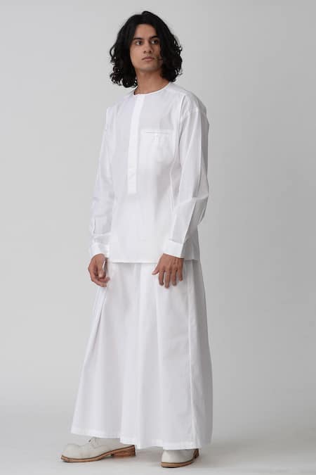 Rajesh Pratap Singh_White Cotton Shirt _Online_at_Aza_Fashions