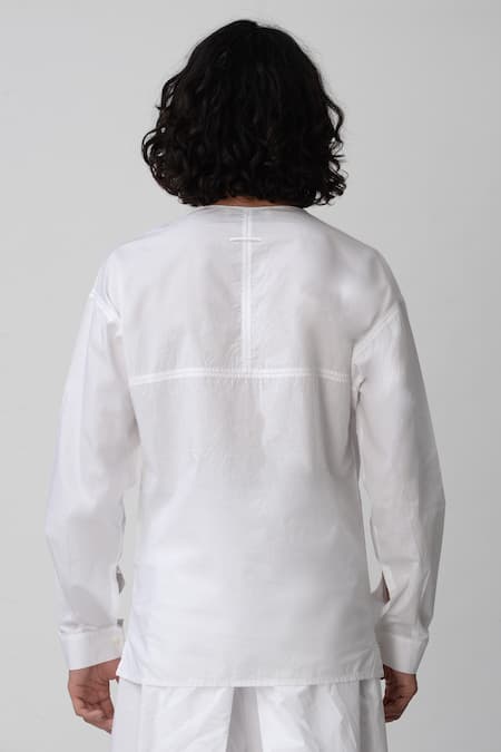 Shop_Rajesh Pratap Singh_White Cotton Shirt _at_Aza_Fashions