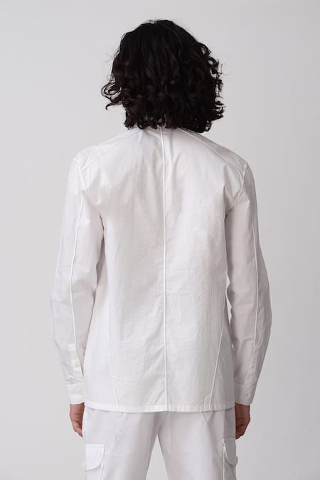 Shop_Rajesh Pratap Singh_White Cotton Shirt _at_Aza_Fashions