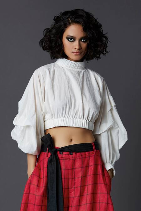 Buy_Chola_Linen Checkered Pant Set_Online_at_Aza_Fashions