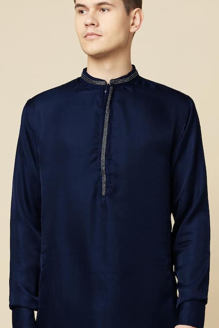 Buy_Spring Break_Blue Cotton, Polyester Embroidery Placket Kurta 