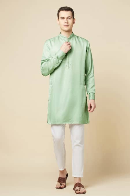 Spring Break Green Cotton, Polyester Embroidery Straight Kurta Online at Aza Fashions Spring Break_Green Cotton, Polyester Embroidery Straight Kurta _Online_at_Aza_Fashions