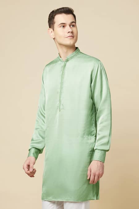 Shop Spring Break Green Cotton, Polyester Embroidery Straight Kurta Online at Aza Fashions Shop_Spring Break_Green Cotton, Polyester Embroidery Straight Kurta _Online_at_Aza_Fashions