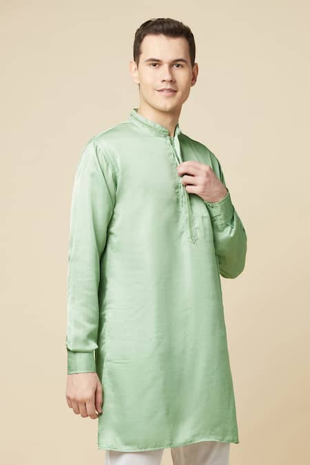 Spring Break Green Cotton, Polyester Embroidery Straight Kurta at Aza Fashions Spring Break_Green Cotton, Polyester Embroidery Straight Kurta _at_Aza_Fashions