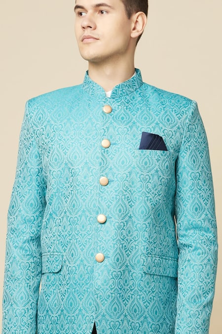 Spring Break_Green Cotton, Polyester Embroidery Full Sleeved Jodhpuri Jacket_at_Aza_Fashions