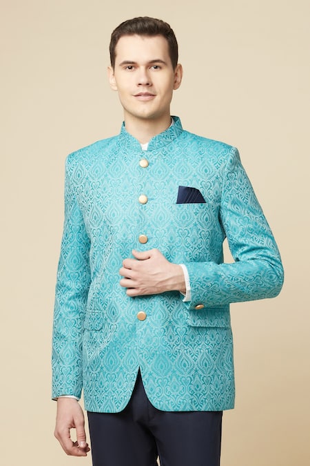 Shop_Spring Break_Green Cotton, Polyester Embroidery Full Sleeved Jodhpuri Jacket