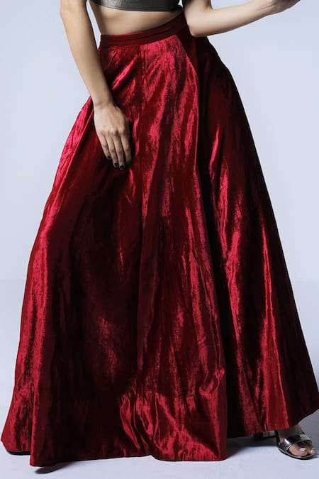 Velvet Overlap Draped Long Skirt By Adorify | ADFY-GJ-4024 | Cilory.com