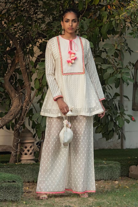 Nikasha Handwoven Banarasi Kurta & Palazzo Set 