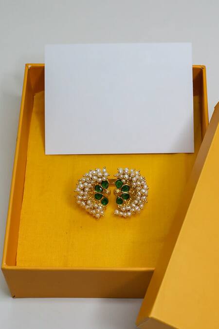 Buy Zariin Gold Plated Pearl Beads And Cubic Zirconia Gul-mohar Ring Online at Aza Fashions Buy_Zariin_Gold Plated Pearl Beads And Cubic Zirconia Gul-mohar Ring _Online_at_Aza_Fashions