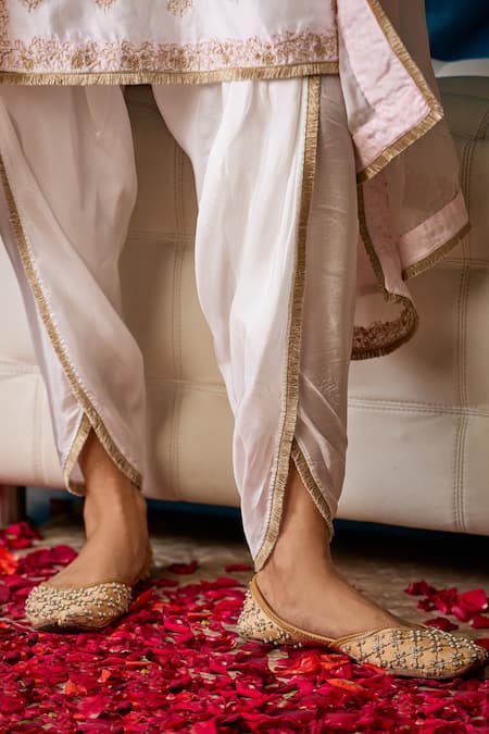 Buy Soha By Harleen And Sona White Kurta Bamberg Silk Dhoti Pants- Satin Amaya Embroidered Set Online at Aza Fashions Buy_Soha By Harleen And Sona_White Kurta Bamberg Silk Dhoti Pants- Satin Amaya Embroidered Set _Online_at_Aza_Fashions