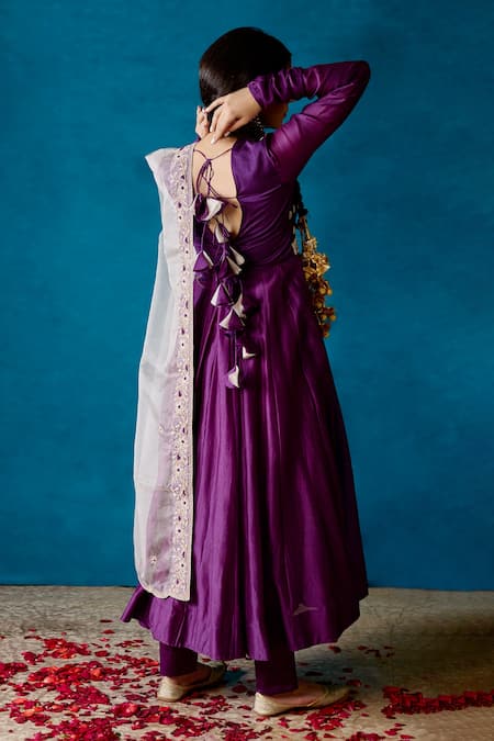 Shop Soha By Harleen And Sona Purple Anarkali Yoke Bamberg Silk Anarkali Amyra Zardozi Embroidered Set at Aza Fashions Shop_Soha By Harleen And Sona_Purple Anarkali Yoke Bamberg Silk Anarkali Amyra Zardozi Embroidered Set _at_Aza_Fashions