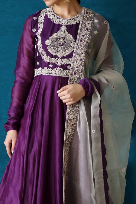 Buy Soha By Harleen And Sona Purple Anarkali Yoke Bamberg Silk Anarkali Amyra Zardozi Embroidered Set Online at Aza Fashions Buy_Soha By Harleen And Sona_Purple Anarkali Yoke Bamberg Silk Anarkali Amyra Zardozi Embroidered Set _Online_at_Aza_Fashions