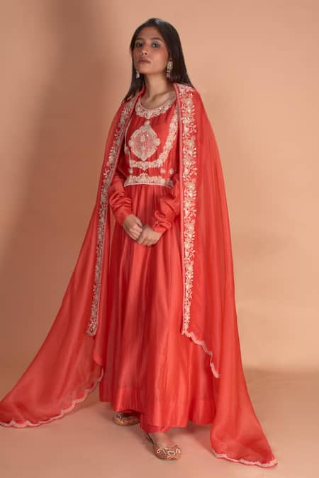 Soha by Harleen and Sona Amyra Chanderi Silk Anarkali Set 