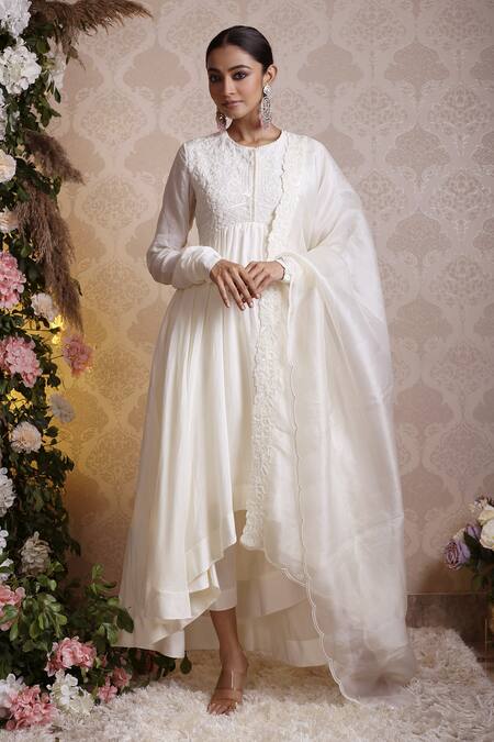 Buy Soha By Harleen And Sona Off White Anarkali Muslin Pant Malai Cotton Dupatta Zahra Asymmetric Set Online at Aza Fashions Buy_Soha By Harleen And Sona_Off White Anarkali Muslin Pant Malai Cotton Dupatta Zahra Asymmetric Set _Online_at_Aza_Fashions