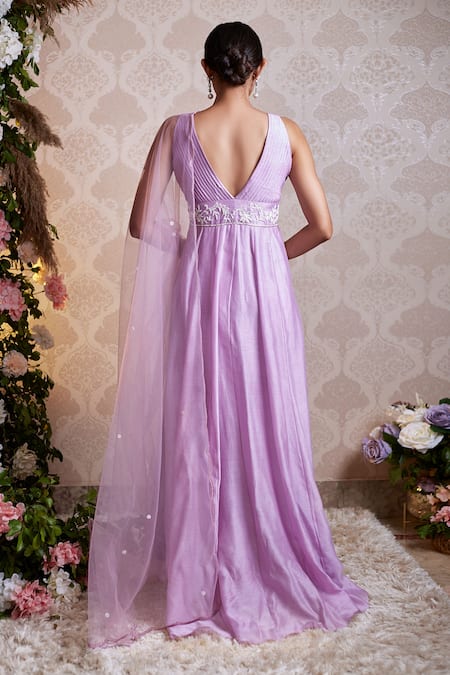 Shop Soha By Harleen And Sona Purple Anarkali Yoke Bamberg Silk Anarkali Chanderi Silk Alisa With at Aza Fashions Shop_Soha By Harleen And Sona_Purple Anarkali Yoke Bamberg Silk Anarkali Chanderi Silk Alisa With _at_Aza_Fashions