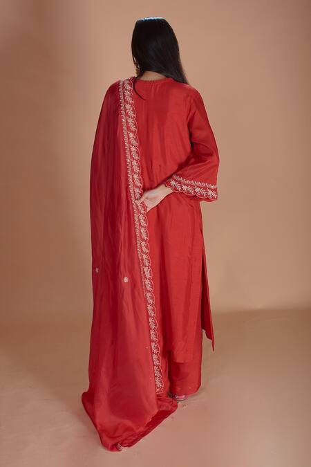 Shop Soha By Harleen And Sona Orange Kurta Palazzos Keisha Embroidered Set at Aza Fashions Shop_Soha By Harleen And Sona_Orange Kurta Palazzos Keisha Embroidered Set _at_Aza_Fashions