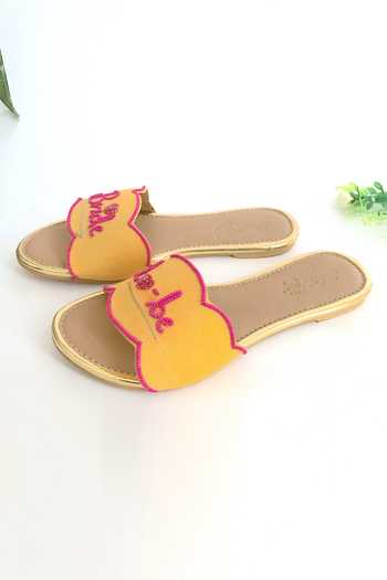 Sole House_Yellow Embroidered Sliders With Bead Work _Online_at_Aza_Fashions