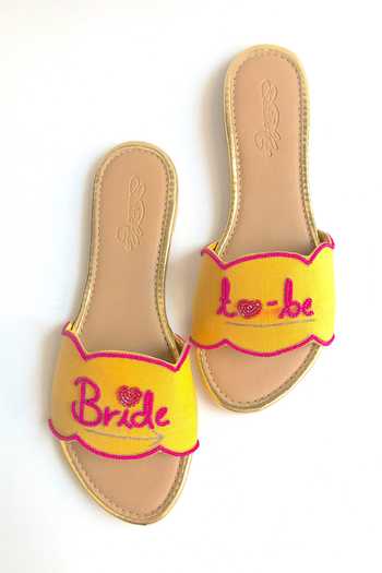 Shop_Sole House_Yellow Embroidered Sliders With Bead Work _Online_at_Aza_Fashions