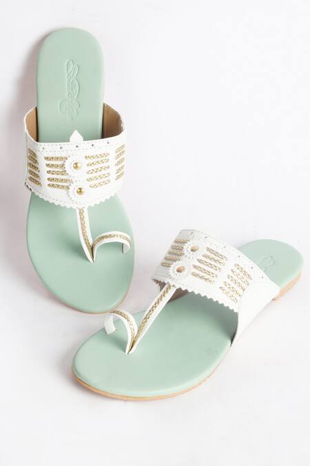 Platform Double Strap Buckle Sandals with Cork Sole-White