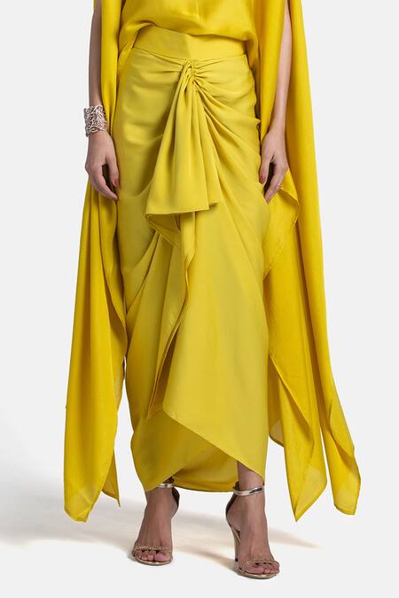 Buy 431-88 By Shweta Kapur Yellow Satin Samara Skirt Online at Aza Fashions Buy_431-88 By Shweta Kapur_Yellow Satin Samara Skirt_Online_at_Aza_Fashions