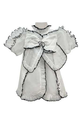 Buy Jasmine And Alaia White Organza Embroidered Thread Work Siena Frill Dress at Aza Fashions Buy_Jasmine And Alaia_White Organza Embroidered Thread Work Siena Frill Dress_at_Aza_Fashions