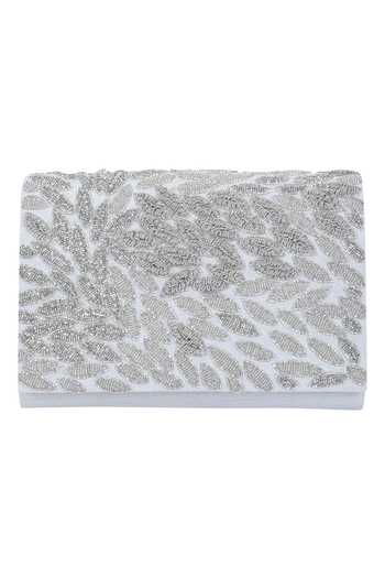 The Purple Sack_Silver Embroidery Flap Clutch _Online_at_Aza_Fashions
