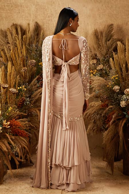 Shloka Khialani Layered Pre-Draped Saree with Blouse 