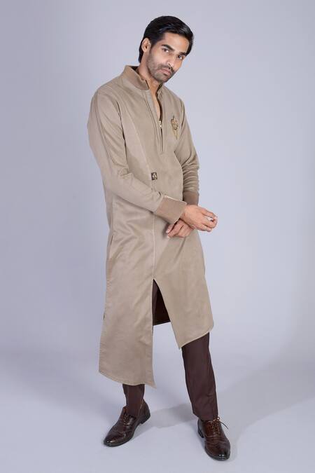 Buy Sarab Khanijou Grey Suede, Suiting Asymmetric Kurta Set Online at Aza Fashions Buy_Sarab Khanijou_Grey Suede, Suiting Asymmetric Kurta Set _Online_at_Aza_Fashions