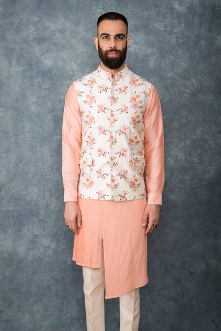 Sarab Khanijou White Raw Silk Embroidered Bundi And Kurta Set Online at Aza Fashions Sarab Khanijou_White Raw Silk Embroidered Bundi And Kurta Set _Online_at_Aza_Fashions