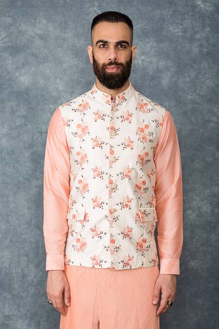 Buy Sarab Khanijou White Raw Silk Embroidered Bundi And Kurta Set Online at Aza Fashions Buy_Sarab Khanijou_White Raw Silk Embroidered Bundi And Kurta Set _Online_at_Aza_Fashions